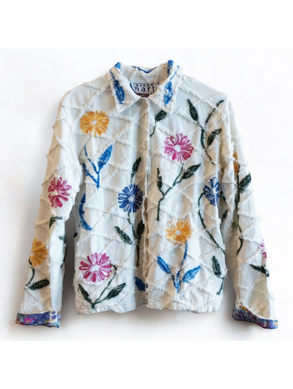 Keren Hart Vintage White Embroidered Jacket Women Small